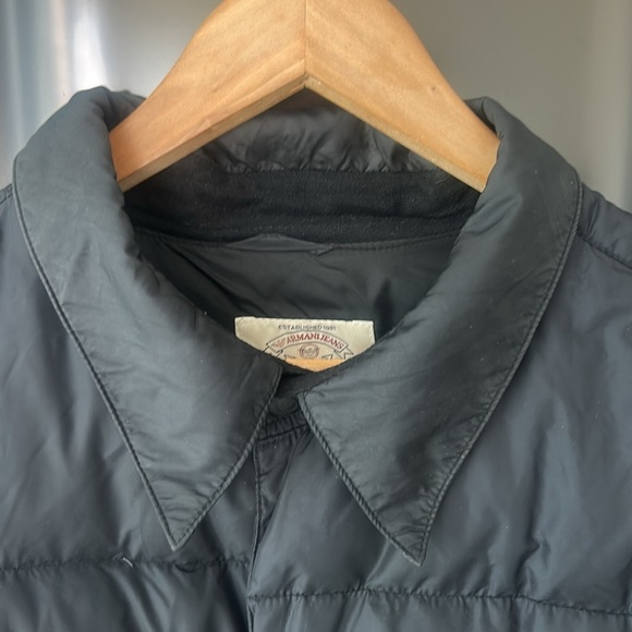 Vintage Armani Jeans by Giorgio Armani Puffer Jacket Collared Black Men's Sz 40 - Picture 10 of 17